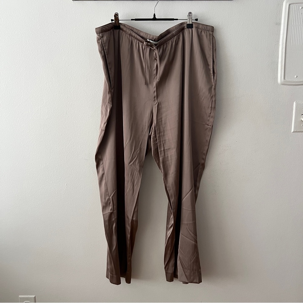 Abercrombie & Fitch Satin Beige Wide Leg Pants